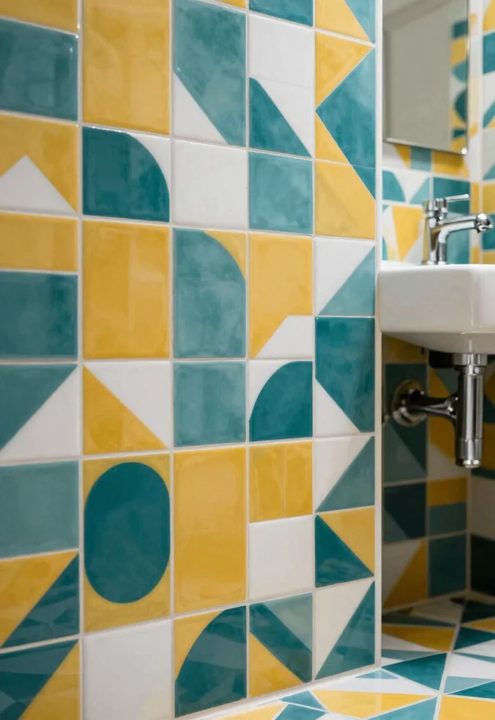 10 Bathroom Highlight Tile Ideas for Visual Focus 1. Bold Geometric Patterns 0