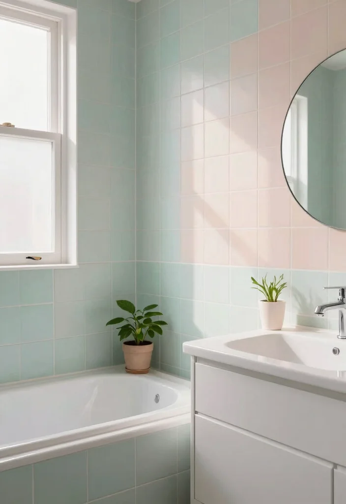 10 Bathroom Highlight Tile Ideas for Visual Focus 2. Soft Pastels for a Calming Effect 0