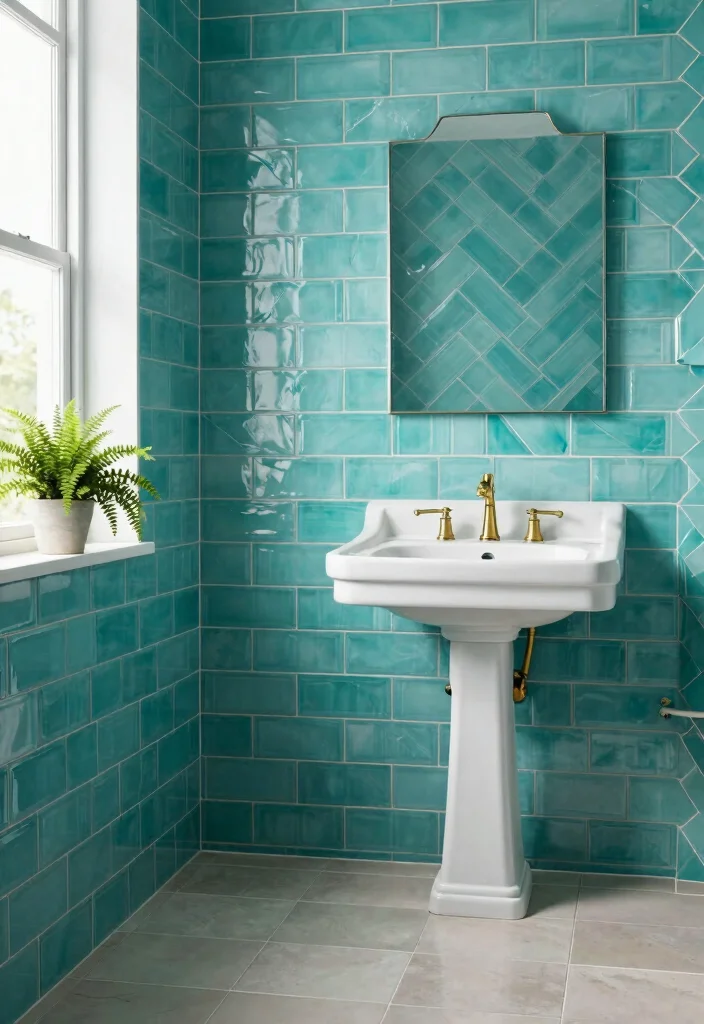 10 Bathroom Highlight Tile Ideas for Visual Focus 3. Classic Subway Tile with a Twist 0