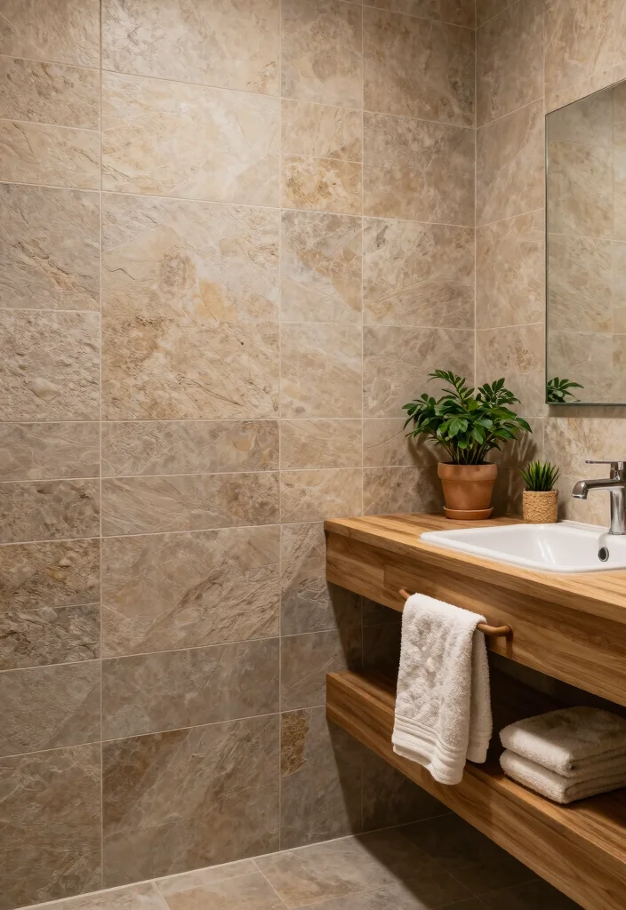 10 Bathroom Highlight Tile Ideas for Visual Focus 4. Nature Inspired Textures 0