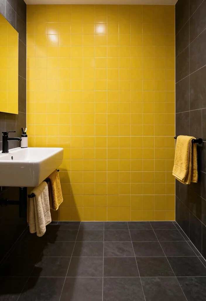 10 Bathroom Highlight Tile Ideas for Visual Focus 5. Contrasting Dark and Light 0