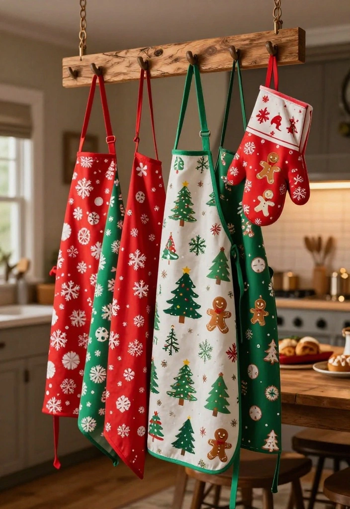 10 Christmas Kitchen Decor Ideas for Festive Warmth 1. Cozy Christmas Aprons 0