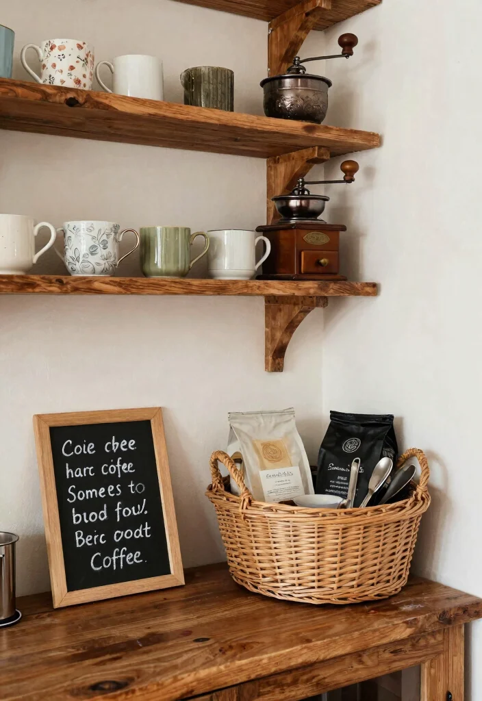 10 Coffee Corner Ideas for Kitchens of Any Size 2. Rustic Charm 0