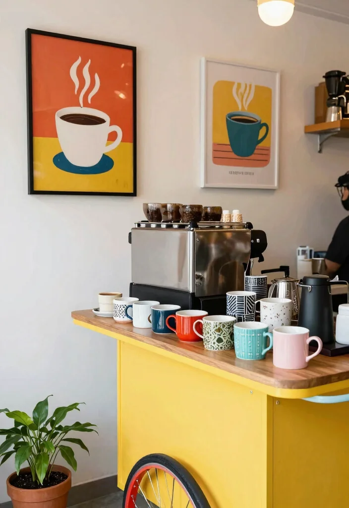 10 Coffee Corner Ideas for Kitchens of Any Size 3. Colorful Delight 0