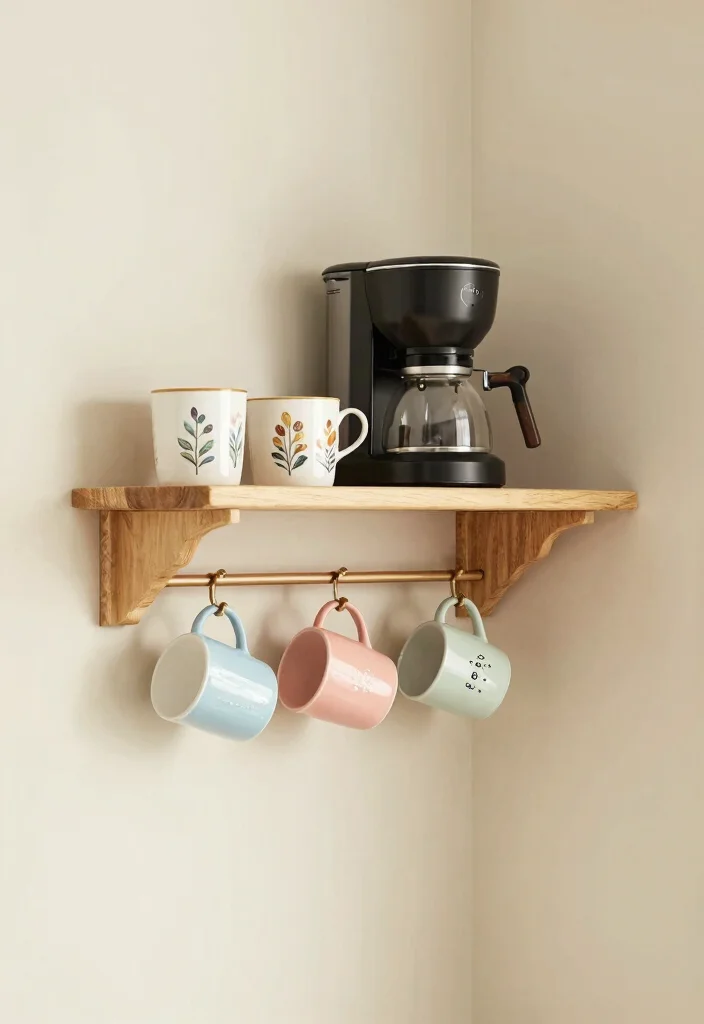 10 Coffee Corner Ideas for Kitchens of Any Size 6. Wall Mounted Wonders 0