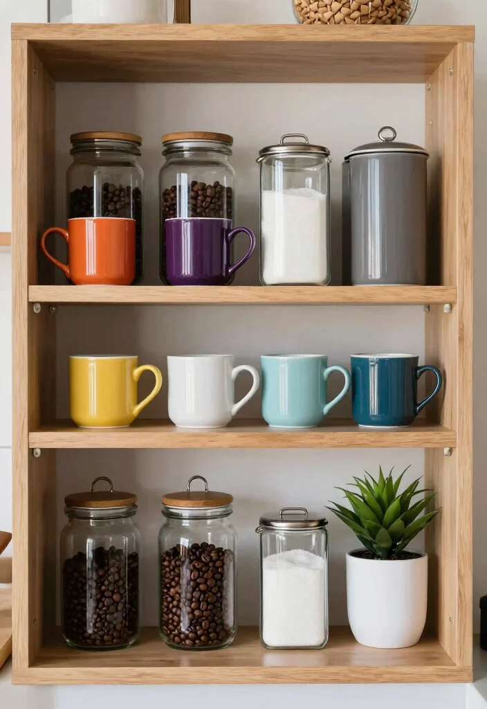 10 Coffee Corner Ideas for Kitchens of Any Size 7. Open Shelving Delights 0