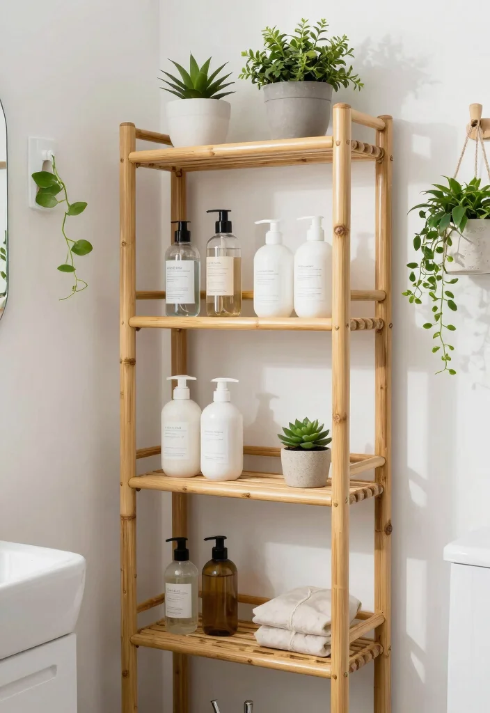 10 College Bathroom Ideas for Small Shared Spaces 1. Go Green with Bamboo Storage 0