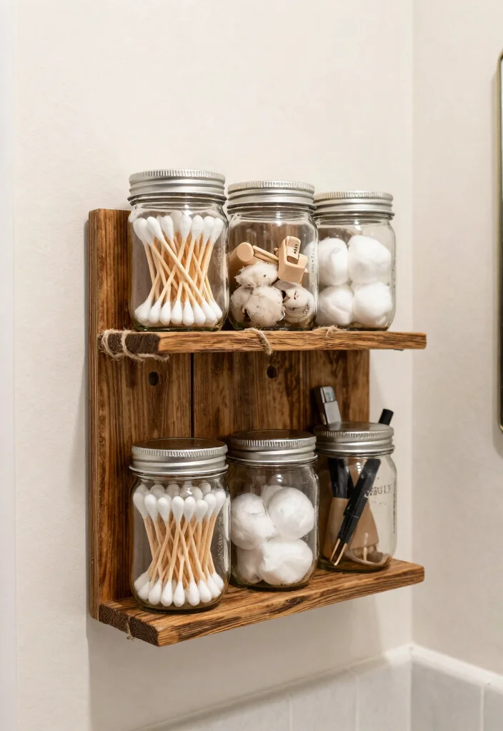 10 College Bathroom Ideas for Small Shared Spaces 2. DIY Mason Jar Organizers 0