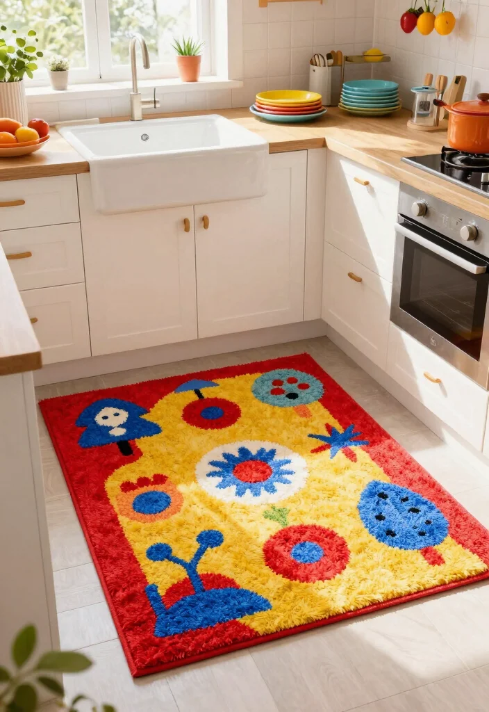 10 Kitchen Carpet Ideas for Warm Underfoot Comfort 2. Colorful Cotton Kitchen Rugs 0