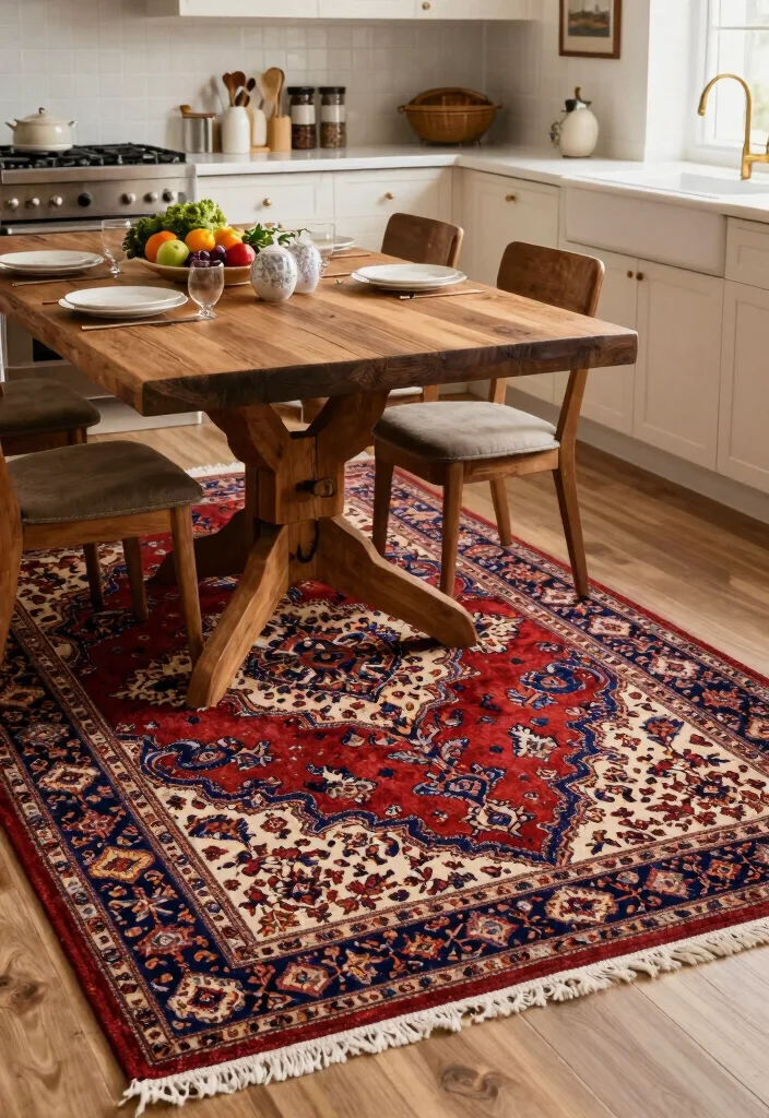 10 Kitchen Carpet Ideas for Warm Underfoot Comfort 6. Classic Persian Style Kitchen Rugs 0