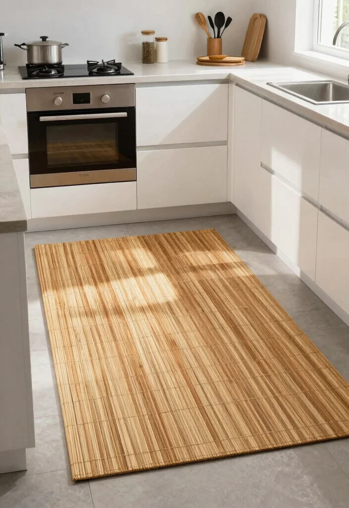 10 Kitchen Carpet Ideas for Warm Underfoot Comfort 8. Eco Friendly Bamboo Rugs 0