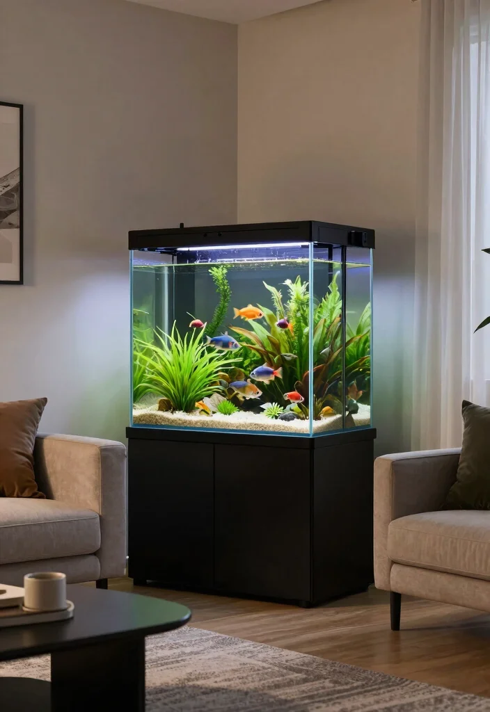 10 Living Room Aquarium Ideas for a Calm Focal Point 3. Corner Aquariums 0