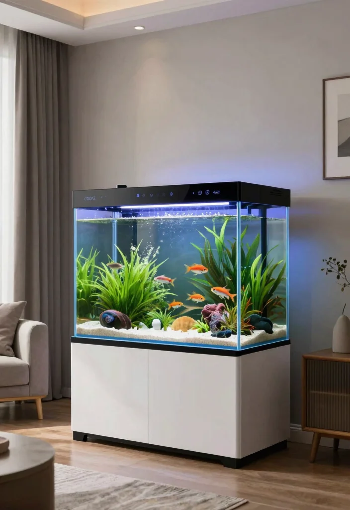 10 Living Room Aquarium Ideas for a Calm Focal Point 8. Smart Aquariums 0