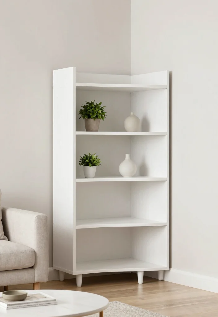 10 Living Room Corner Shelf Ideas for Display and Storage 8. Minimalist Corner Shelves 0