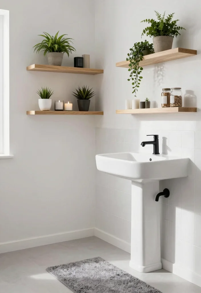 10 Simple Small Bathroom Ideas with Clean Functional Design 1. Floating Shelves for Instant Storage 0