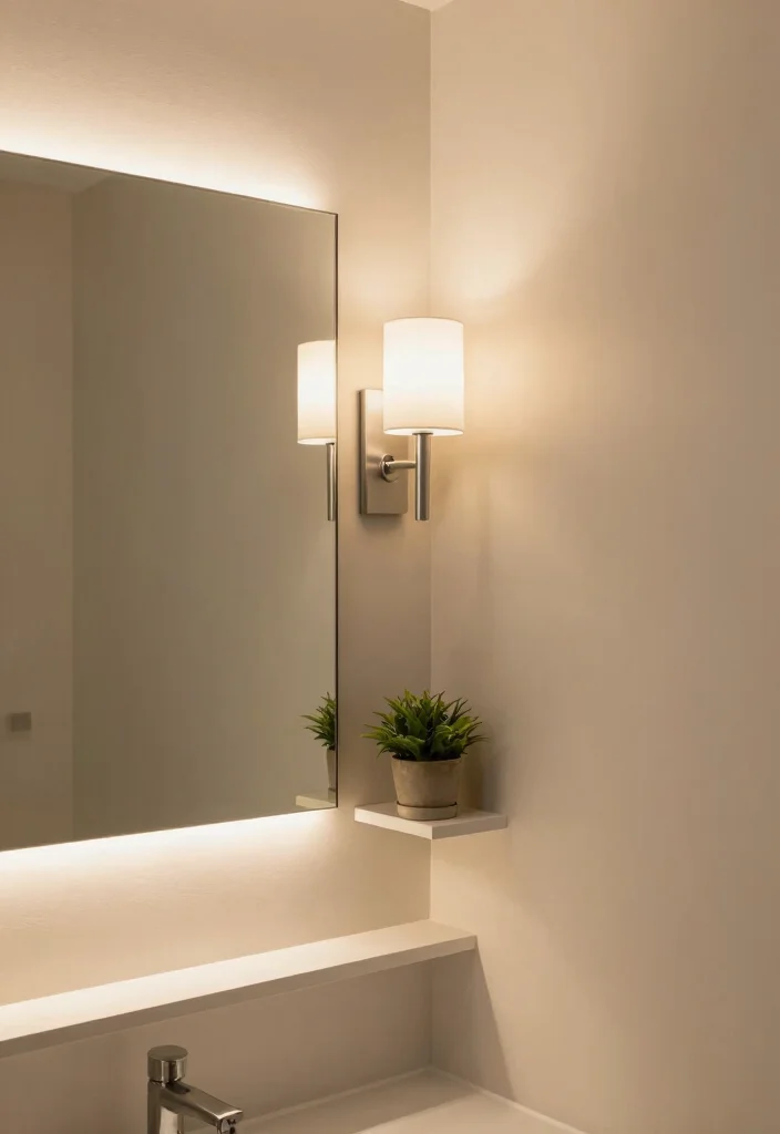 10 Simple Small Bathroom Ideas with Clean Functional Design 10. Smart Lighting Solutions 0