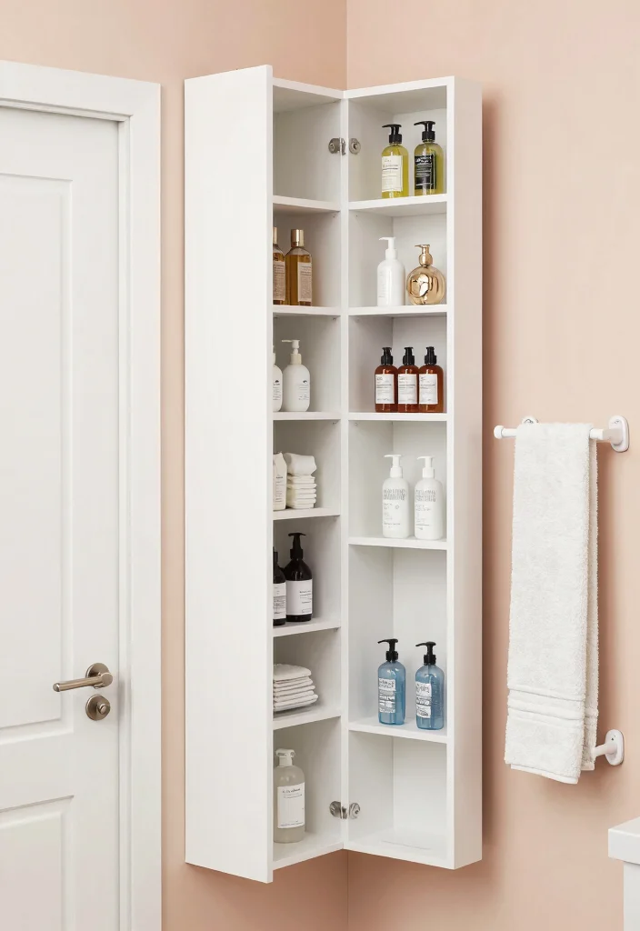 10 Simple Small Bathroom Ideas with Clean Functional Design 7. Vertical Storage Solutions 0
