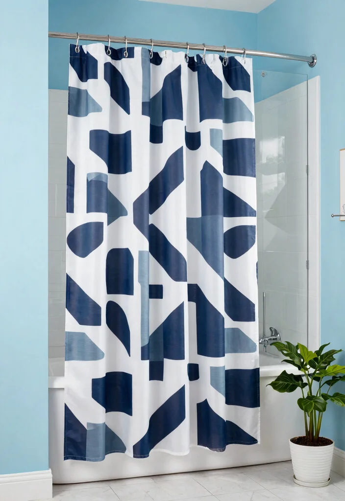 10 Simple Small Bathroom Ideas with Clean Functional Design 9. Stylish Shower Curtains 0