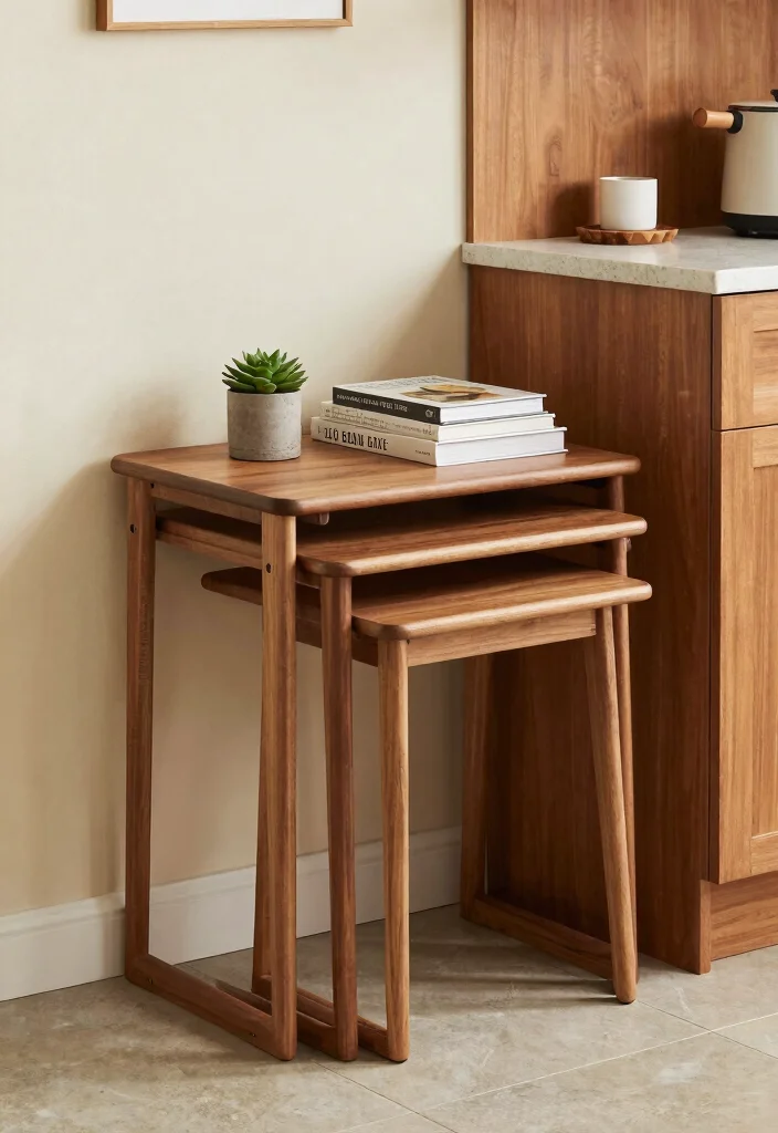 10 Small Kitchen Table Ideas That Save Space 5. Nesting Tables 0