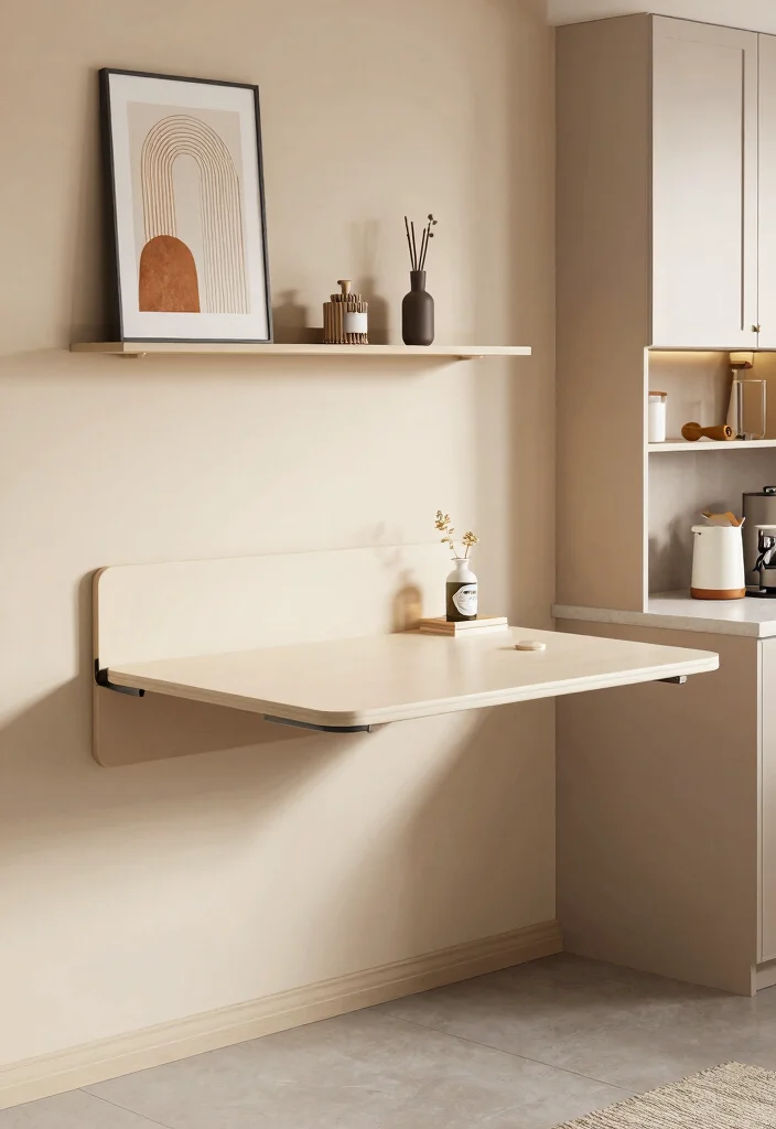 10 Small Kitchen Table Ideas That Save Space 6. Wall Mounted Drop Table 0