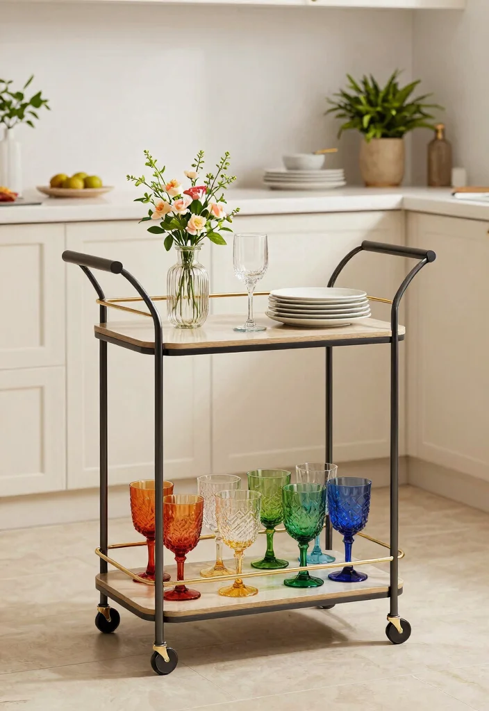10 Small Kitchen Table Ideas That Save Space 7. Bar Cart Dining Table 0