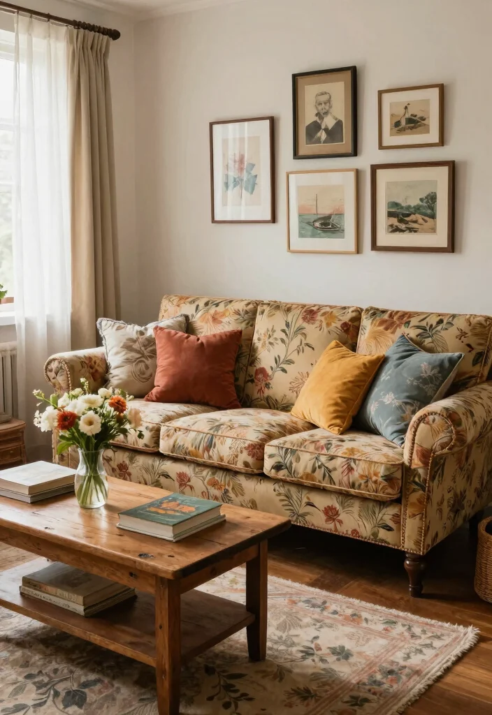 10 Small Living Room Couch Ideas That Save Space 6. Vintage Inspired Couches with Character 0