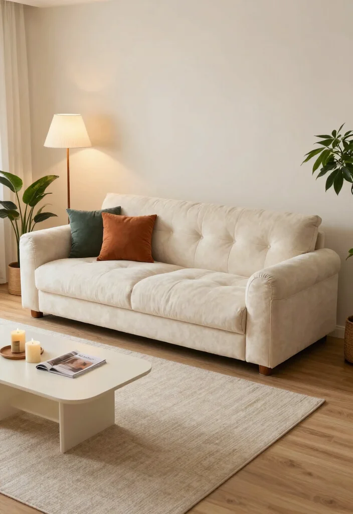 10 Small Living Room Couch Ideas That Save Space 7. Tufted Sofas for a Cozy Touch 0