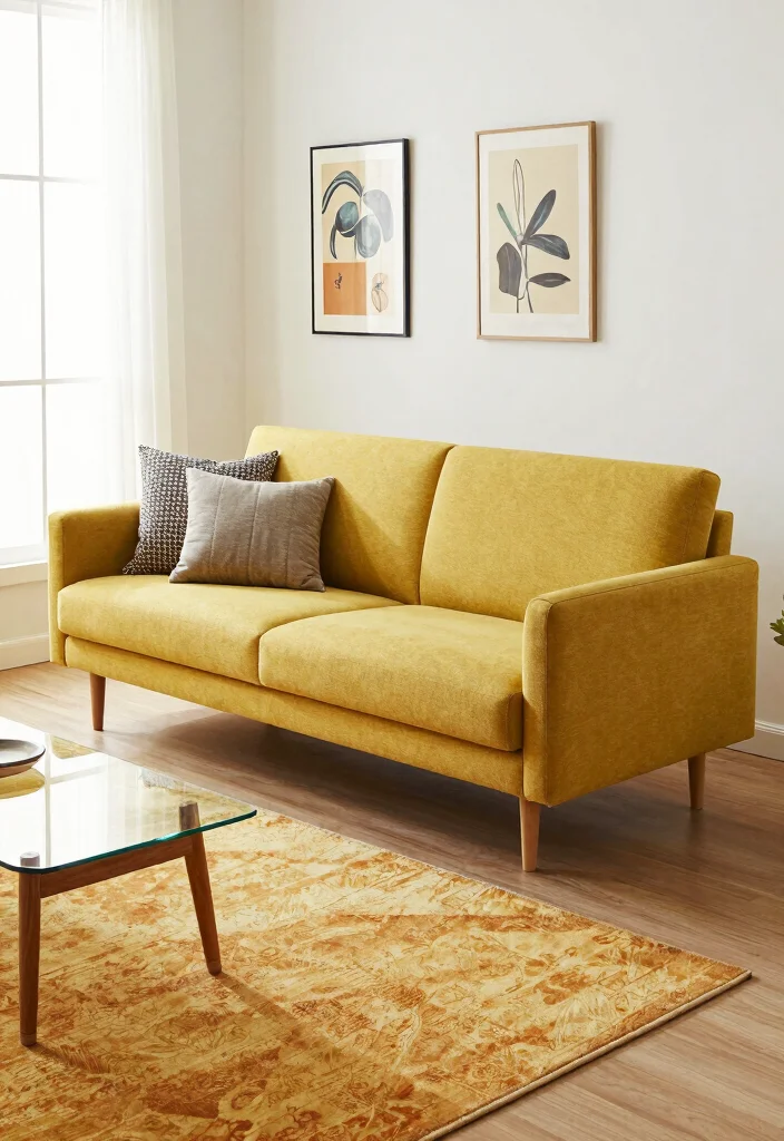 10 Small Living Room Sofa Ideas That Fit Comfortably 3. Mid Century Modern Sofa 0