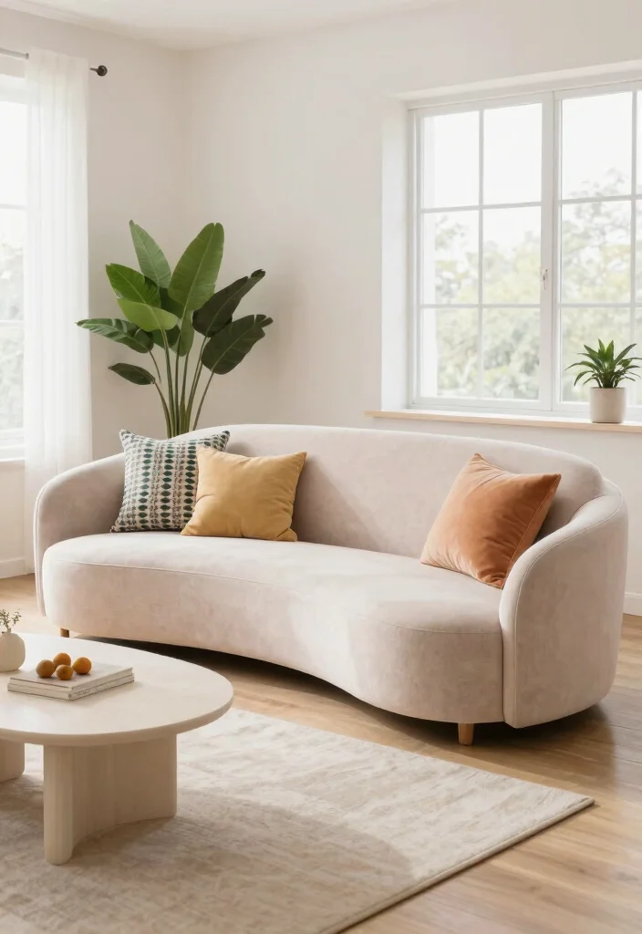 10 Small Living Room Sofa Ideas That Fit Comfortably 7. Curved Sofa for Soft Lines 0