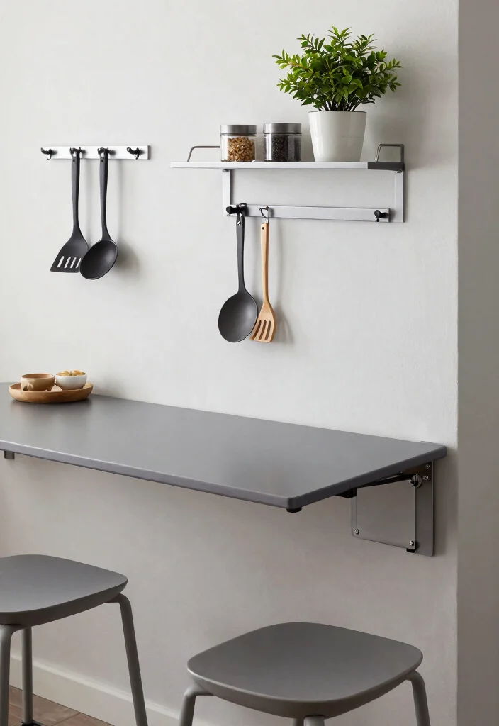 10 Small Space Kitchen Table Ideas That Fit Well 4. Wall Mounted Table 0