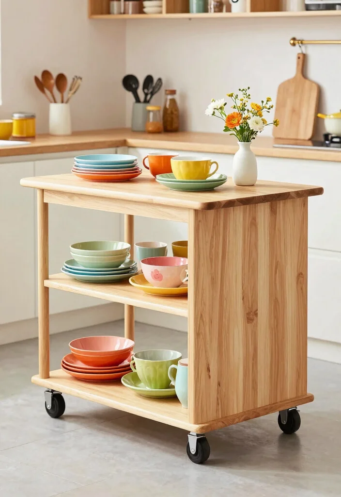 10 Small Space Kitchen Table Ideas That Fit Well 8. Mobile Kitchen Island Table 0