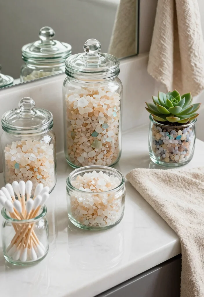 12 Bathroom Decoration Ideas for an Easy Style Refresh 12. Recycled Glass Accessories 0