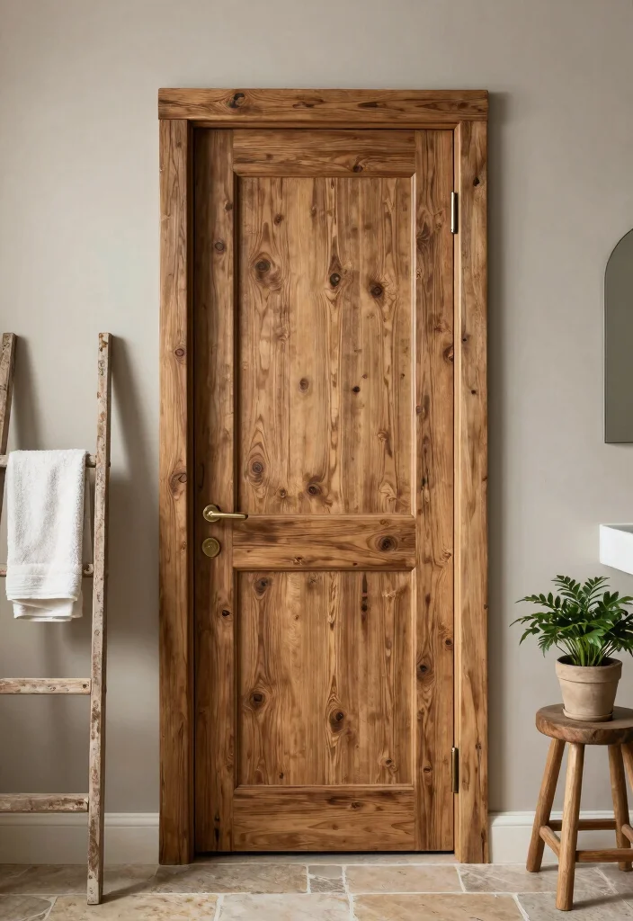 12 Bathroom Door Ideas for Better Flow and Privacy 3. Rustic Reclaimed Wood Door 0