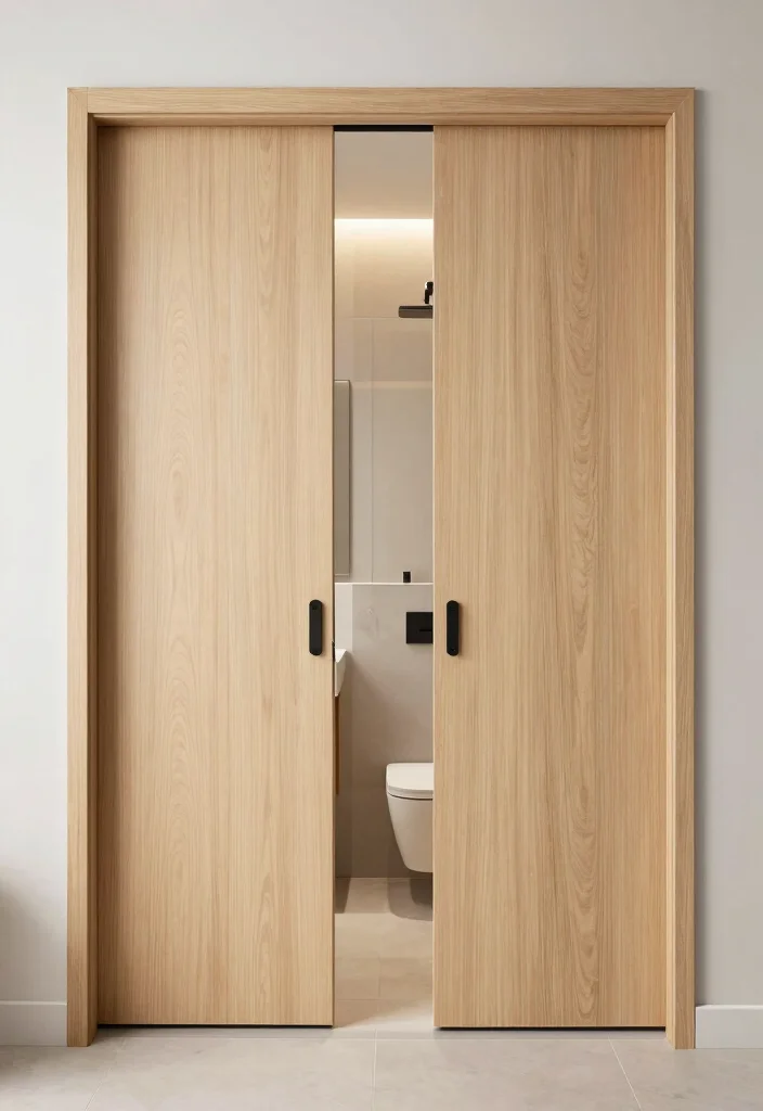 12 Bathroom Door Ideas for Better Flow and Privacy 8. Bi Fold Doors for Compact Spaces 0