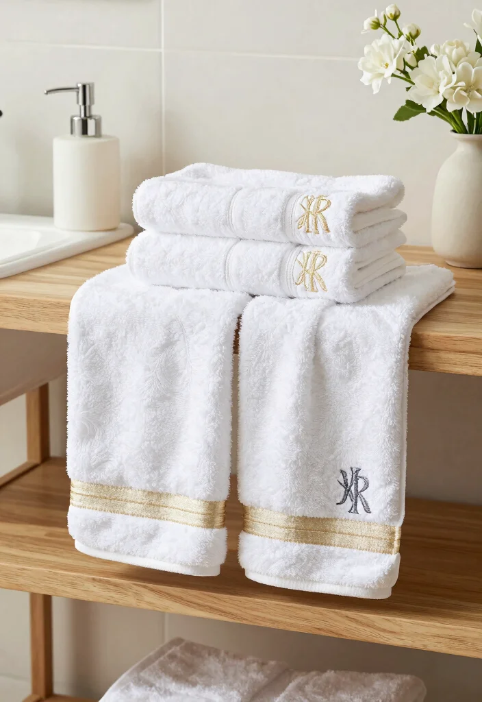 12 Bathroom Hand Towel Ideas for a Hotel Inspired Touch 2. Monogrammed Elegance 0