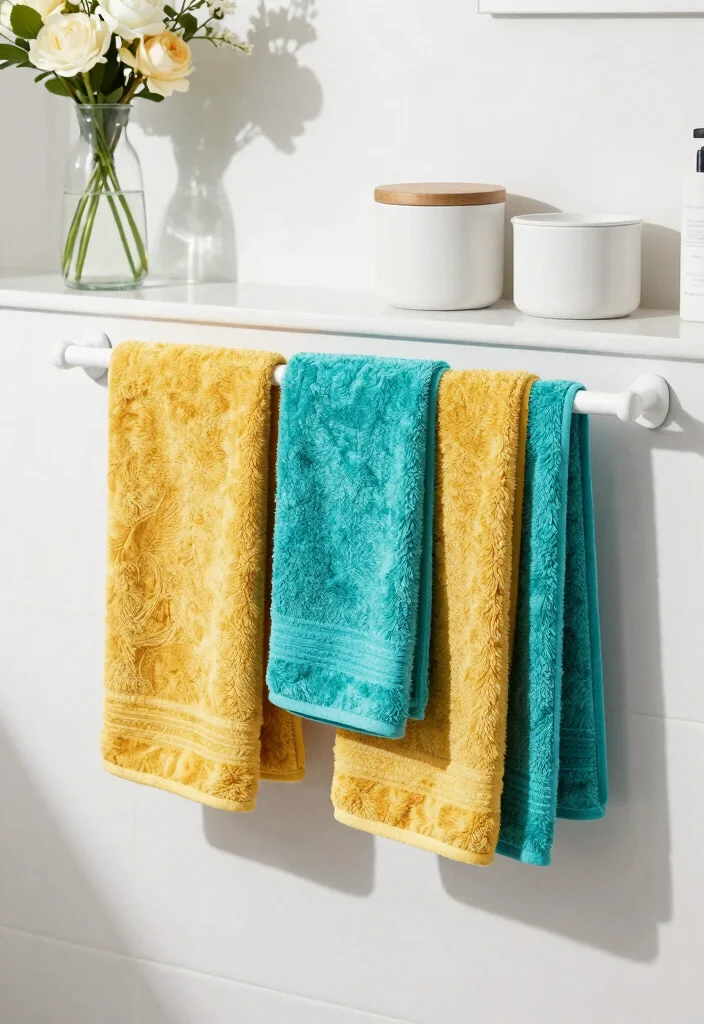 12 Bathroom Hand Towel Ideas for a Hotel Inspired Touch 3. Color Blocked Style 0