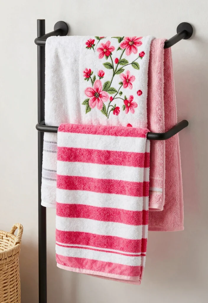 12 Bathroom Hand Towel Ideas for a Hotel Inspired Touch 7. Layering Patterns 0