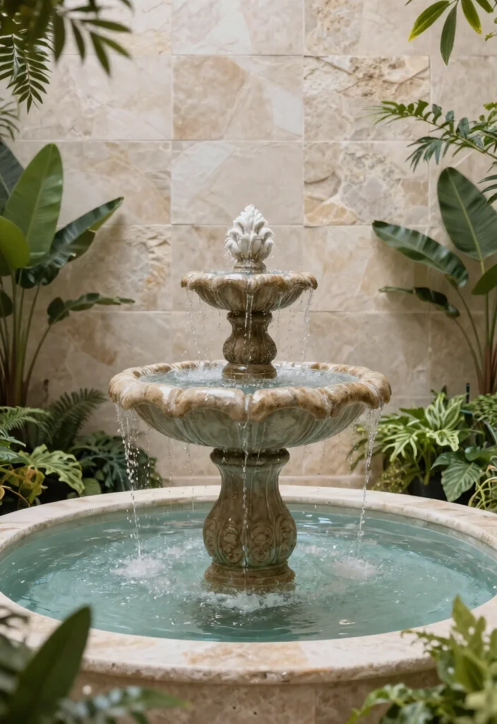 12 Bathroom Ideas with Bath for Relaxing Everyday Use 10. Embrace Water Features Fountains and Waterfalls 0