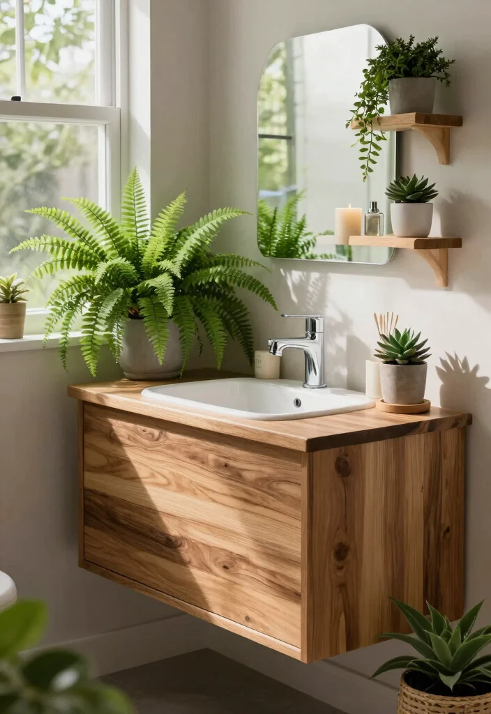 12 Bathroom Ideas with Bath for Relaxing Everyday Use 3. Natural Elements Wood and Plants 0