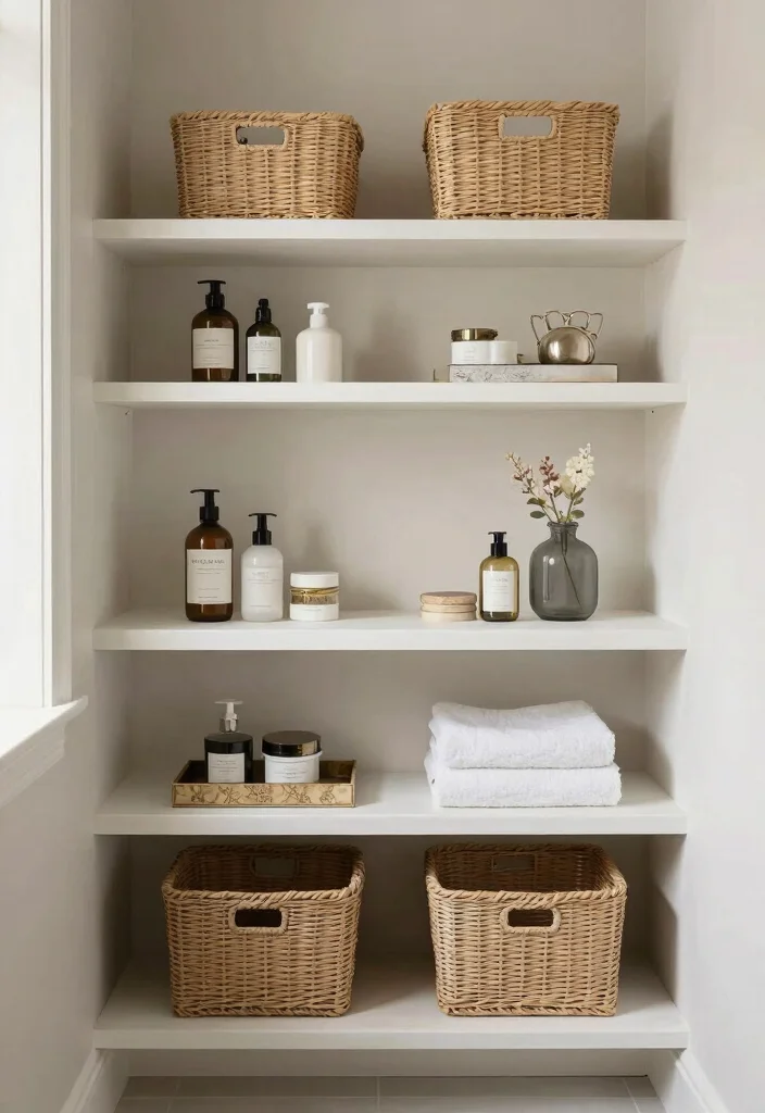 12 Bathroom Ideas with Bath for Relaxing Everyday Use 7. Elegant Storage Solutions 0