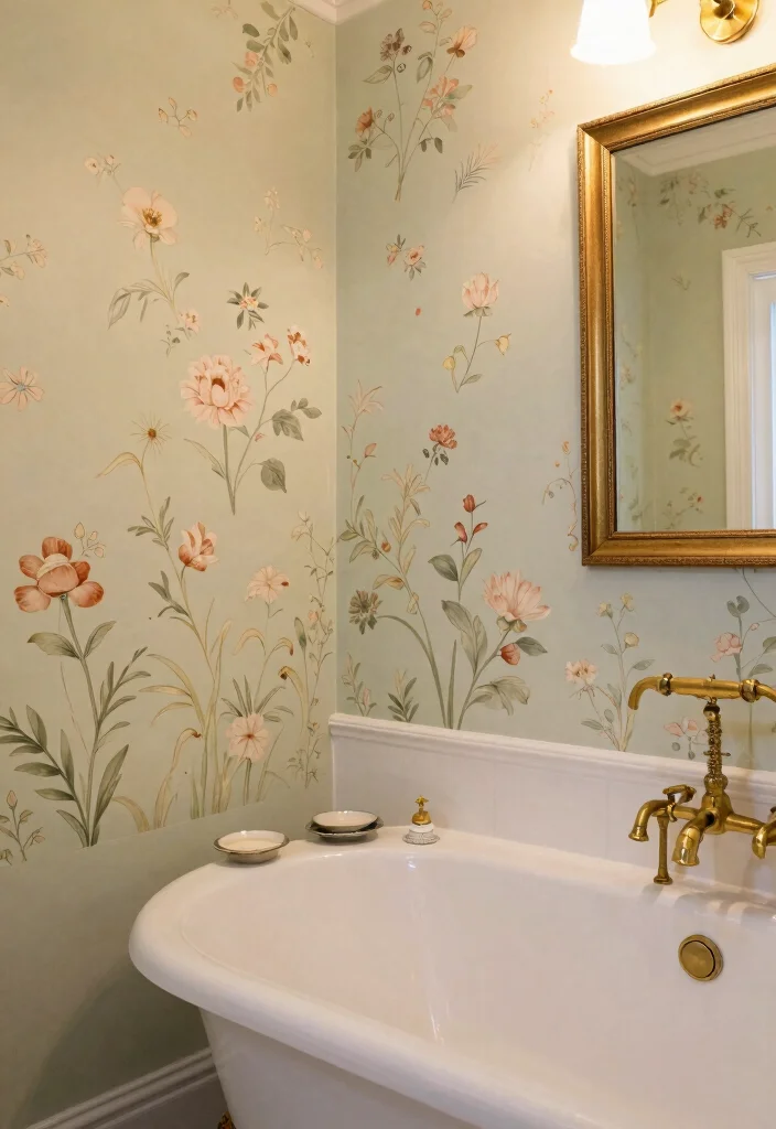 12 Bathroom Mural Ideas for a Bold Artistic Statement 7. Vintage Charm 0