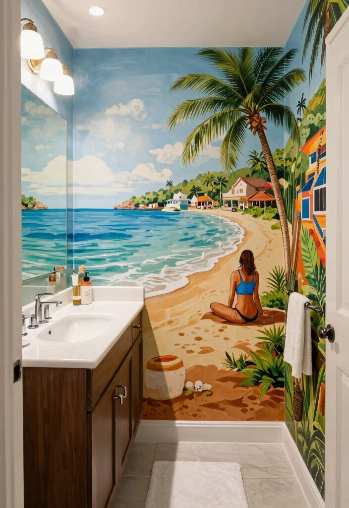 12 Bathroom Mural Ideas for a Bold Artistic Statement 8. Custom Art Murals 0