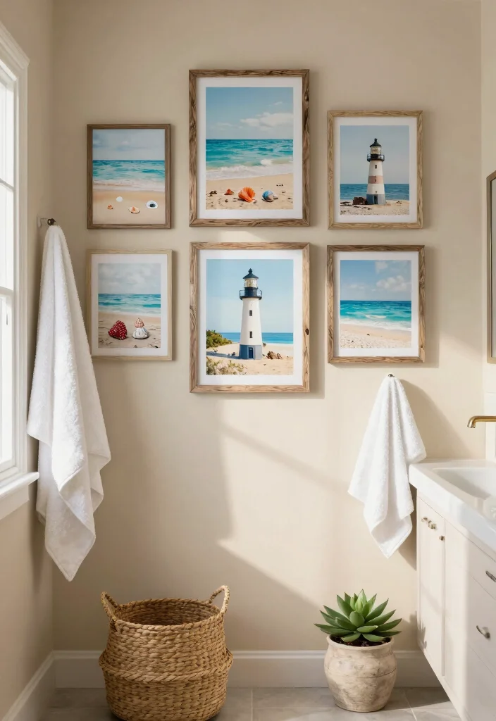 12 Bathroom Picture Ideas to Add Personality and Visual Interest 1. Coastal Charm with Nautical Prints 0