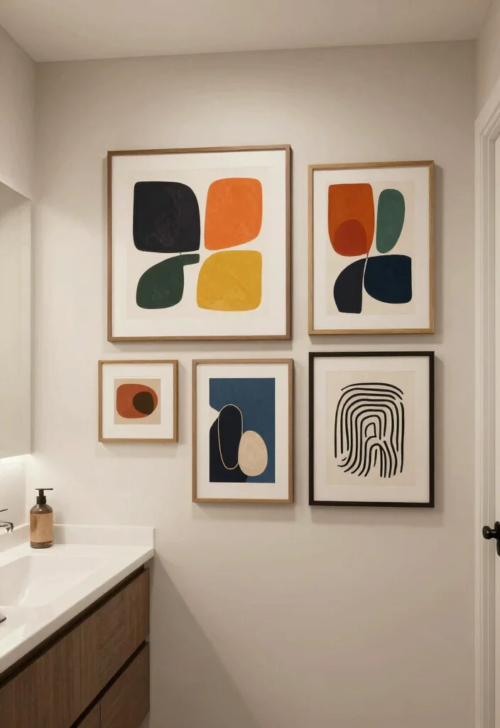 12 Bathroom Picture Ideas to Add Personality and Visual Interest 5. Artful Abstracts for a Modern Touch 0