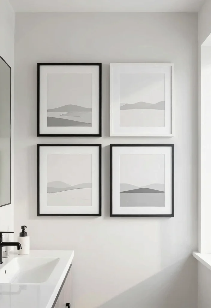 12 Bathroom Picture Ideas to Add Personality and Visual Interest 8. Modern Minimalism with Simple Lines 0