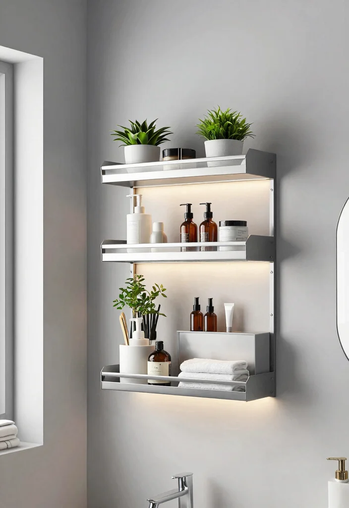 12 Bathroom Wall Storage Ideas to Keep Counters Clear 11. Artful Wall Mounted Storage Units 0