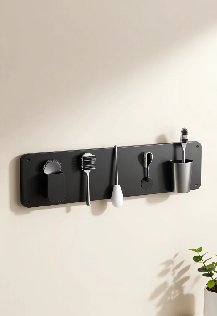 12 Bathroom Wall Storage Ideas to Keep Counters Clear 3. Magnetic Strips for Small Essentials 0