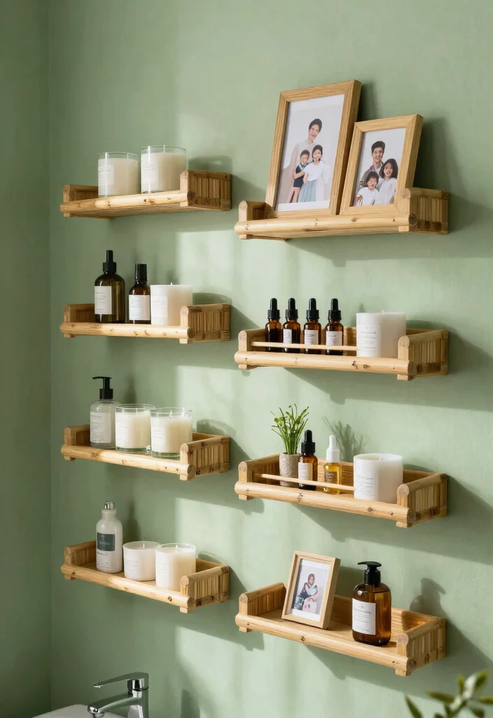 12 Bathroom Wall Storage Ideas to Keep Counters Clear 4. Eco Friendly Wall Mounted Shelves 0
