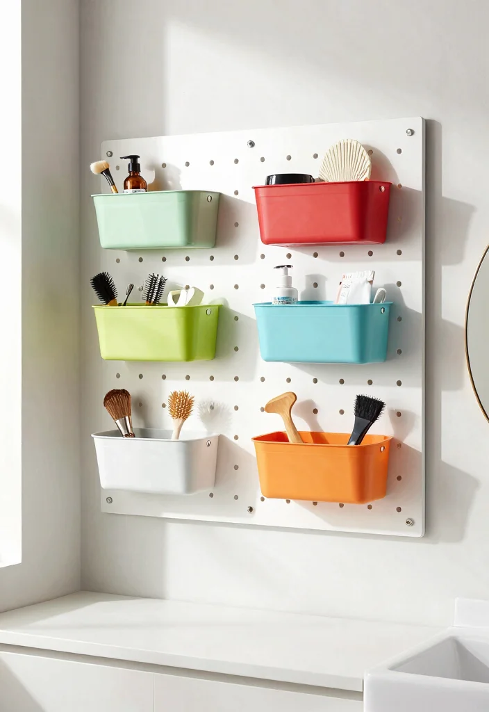 12 Bathroom Wall Storage Ideas to Keep Counters Clear 5. Pegboards for Versatile Storage 0