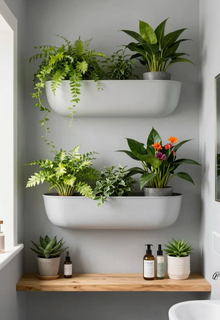 12 Bathroom Wall Storage Ideas to Keep Counters Clear 6. Tiered Wall Planters 0